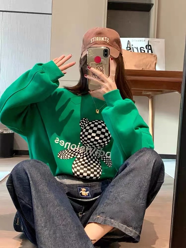 秋装卫衣女装水墨画圆领卫衣杂款地摊尾货批发