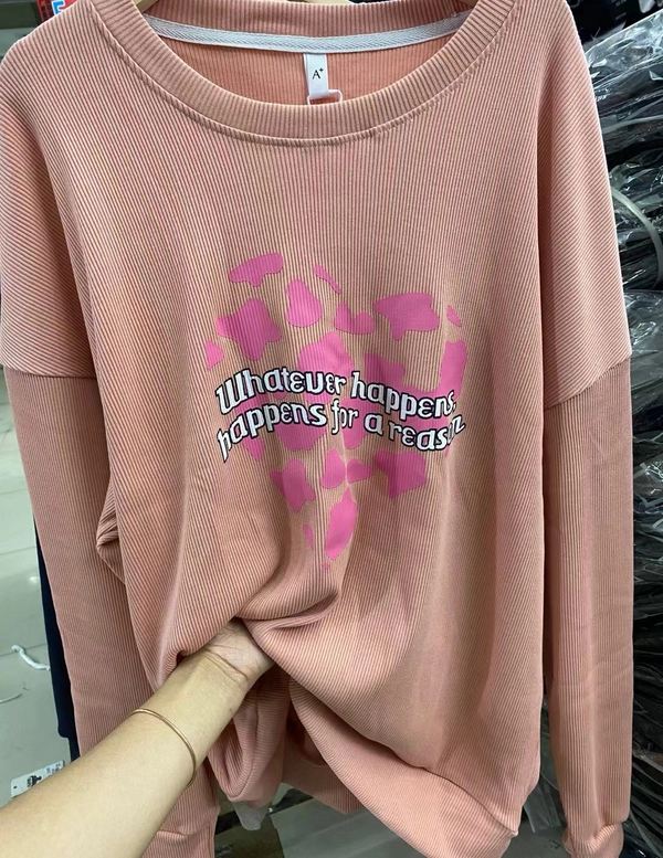 螺纹棉韩版女装卫衣宽松大码女式圆领卫衣直播地摊货源