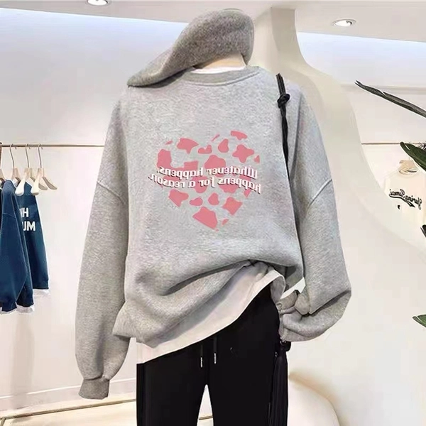 螺纹棉韩版女装卫衣宽松大码女式圆领卫衣直播地摊货源