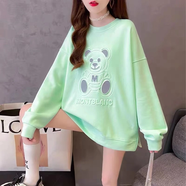 镭射3D立体卫衣女秋季韩版宽松大码女式圆领卫衣外贸地摊批发