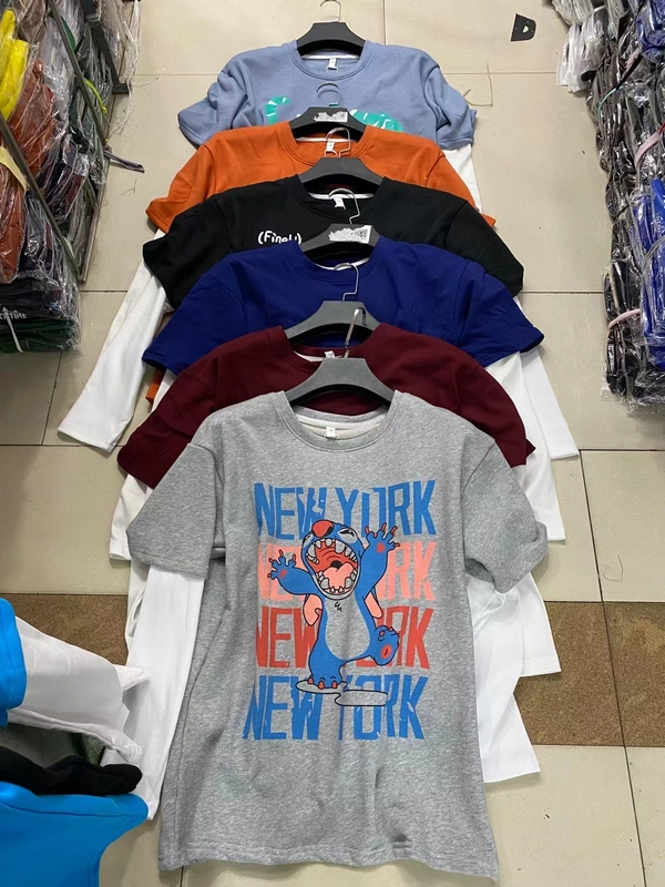 秋季新款男女风款BF印花假两件卫衣韩版宽松上衣外贸地摊货源