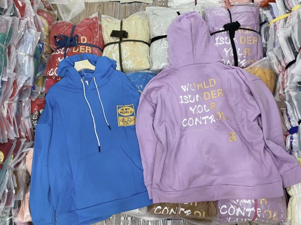 连帽卫衣新款韩版宽松大版型前后印花外贸地摊货卫衣