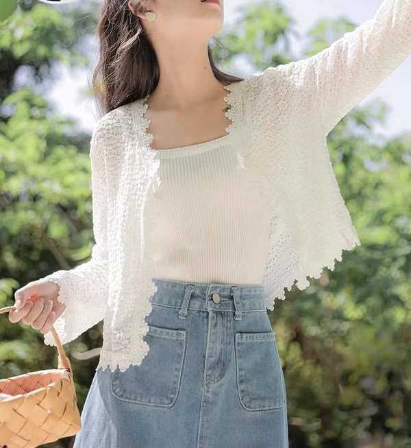 蕾丝面料新款甜美防晒衫百搭披肩上衣