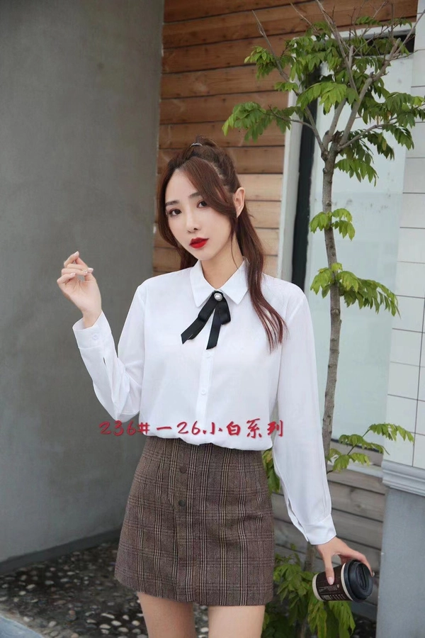 蚕丝棉面料早秋清新学院风百搭气质衬衫