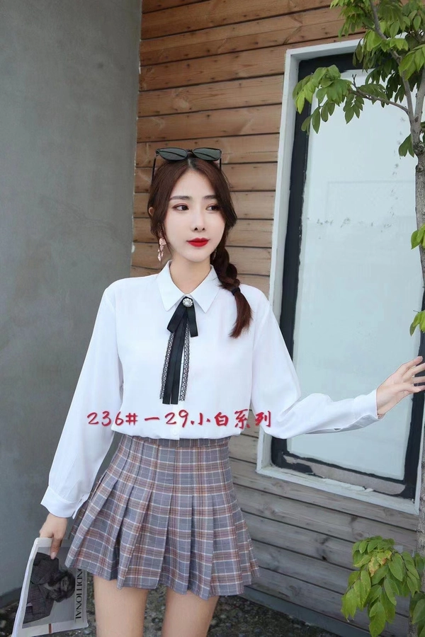 蚕丝棉面料早秋清新学院风百搭气质衬衫