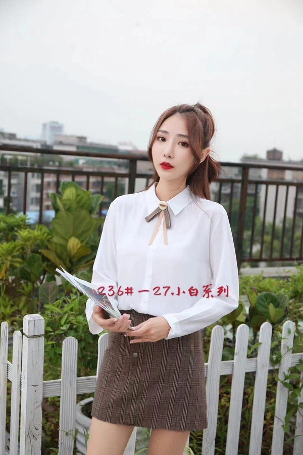 蚕丝棉面料早秋清新学院风百搭气质衬衫