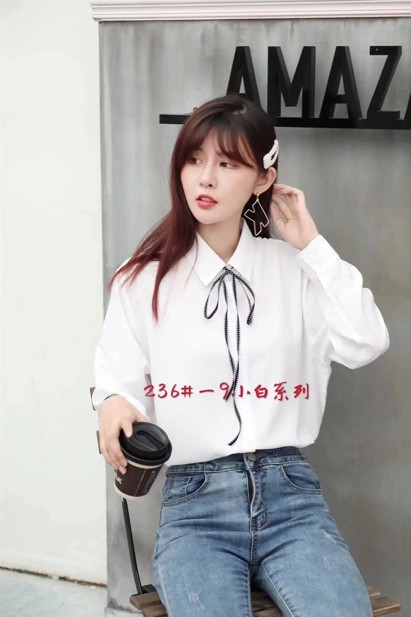 蚕丝棉面料早秋清新学院风百搭气质衬衫