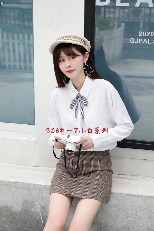 蚕丝棉面料早秋清新学院风百搭气质衬衫