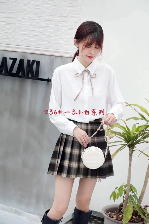 蚕丝棉面料早秋清新学院风百搭气质衬衫