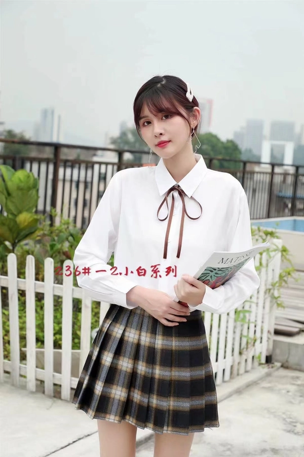 蚕丝棉面料早秋清新学院风百搭气质衬衫