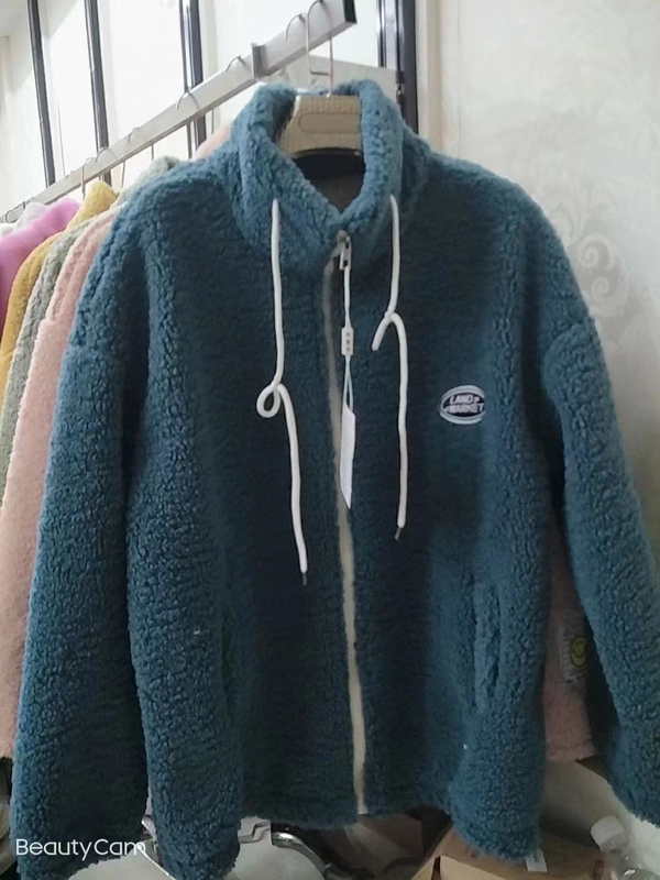 加绒外套女秋冬休闲减龄一体绒加厚立领颗粒绒保暖外套