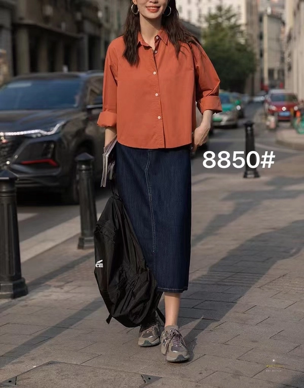 纯棉面料秋冬季宽松不规则学院风百搭短款衬衫