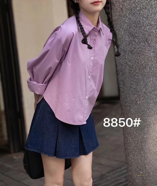 纯棉面料秋冬季宽松不规则学院风百搭短款衬衫