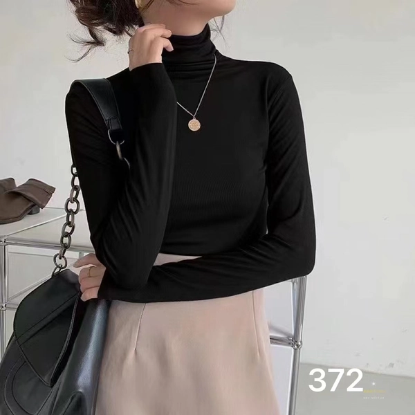 冬季高弹面膜T抓毛加厚堆堆领反领简约修身显瘦百搭打底上衣