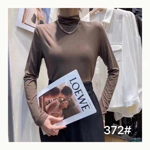 冬季高弹面膜T抓毛加厚堆堆领反领简约修身显瘦百搭打底上衣