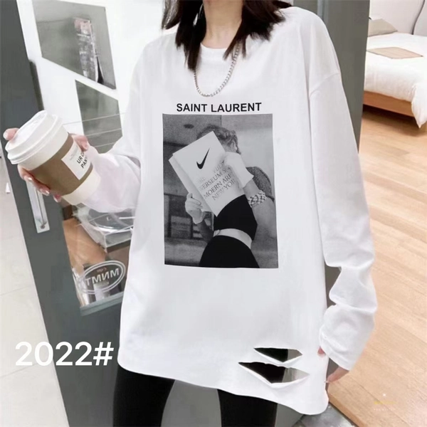 纯棉磨毛厚料秋冬新款宽松大版型中长款洋气百搭打底衫