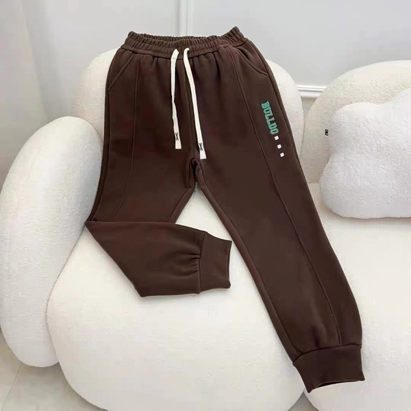 加绒加厚奥利绒纯棉卫裤 运动春秋新款宽松束脚加绒卫裤休闲针织裤子