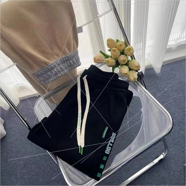 加绒加厚奥利绒纯棉卫裤 运动春秋新款宽松束脚加绒卫裤休闲针织裤子