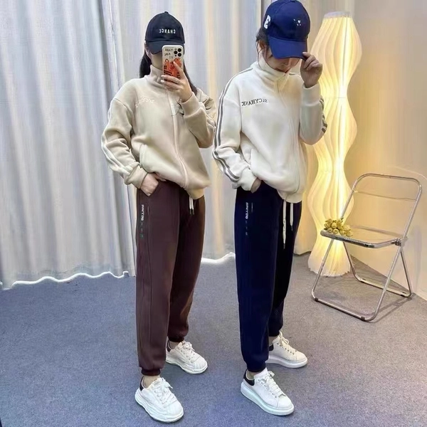 加绒加厚奥利绒纯棉卫裤 运动春秋新款宽松束脚加绒卫裤休闲针织裤子