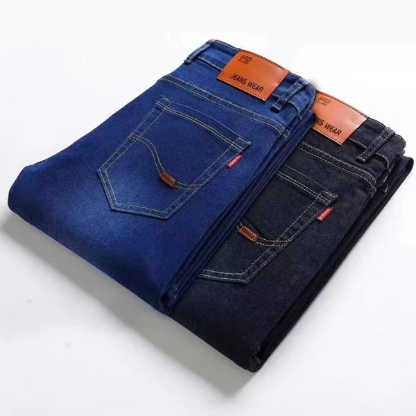 冬季牛仔裤男士商务直筒宽松弹力高腰牛仔裤