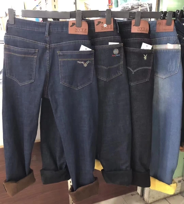 冬季牛仔裤男士商务直筒宽松弹力高腰牛仔裤