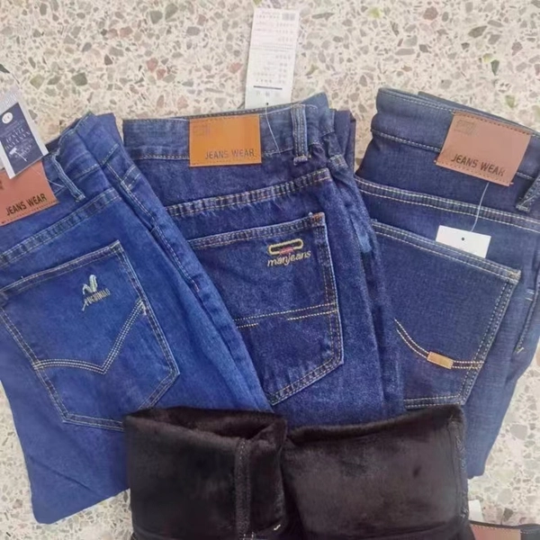 冬季牛仔裤男士商务直筒宽松弹力高腰牛仔裤