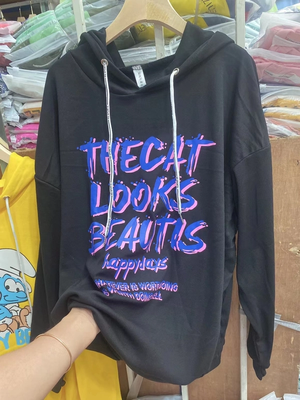 新款卫衣批发韩版大码男女同款BF大花型水墨画连帽卫衣地摊直播货源