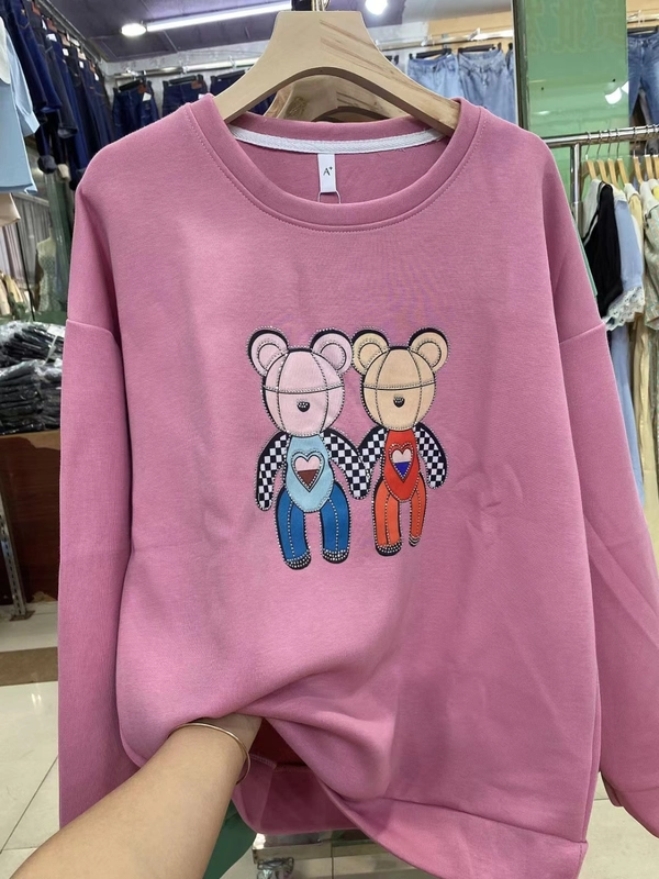 重工趣味烫钻卫衣新款女装韩版宽松大版圆领卫衣 外贸地摊货源