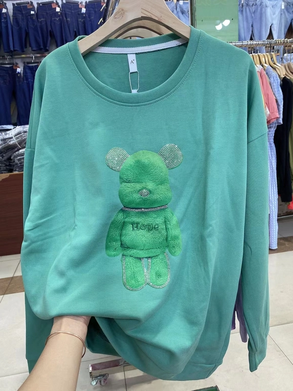 重工趣味烫钻卫衣新款女装韩版宽松大版圆领卫衣 外贸地摊货源