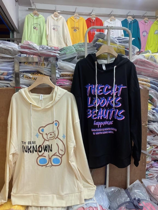 新款卫衣批发韩版大码男女同款BF大花型水墨画连帽卫衣地摊直播货源