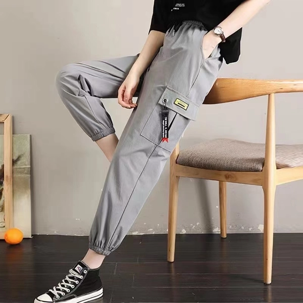 春秋季速干微弹嘻哈宽松学院风休闲百搭九分工装裤