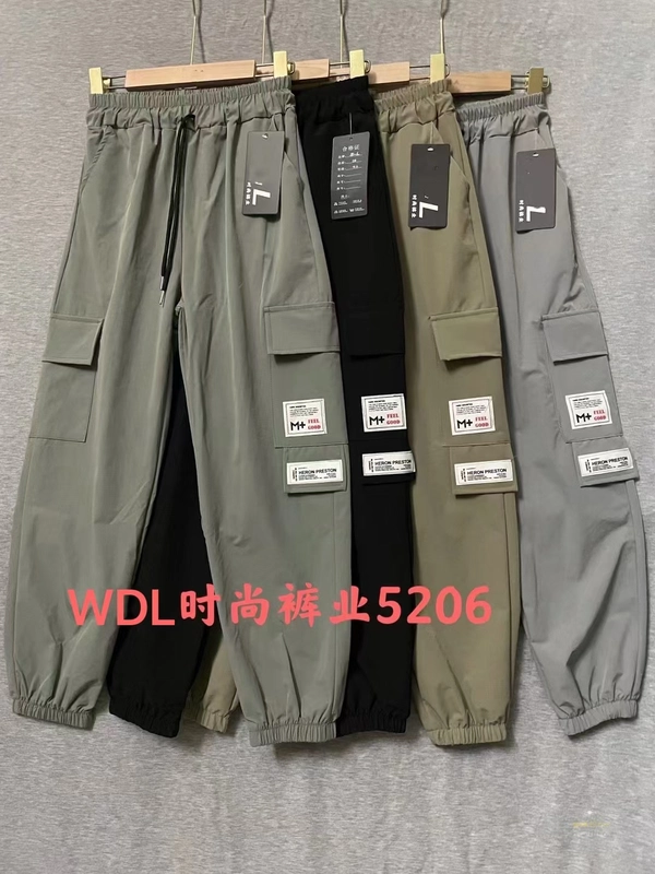 春秋季速干微弹嘻哈宽松学院风休闲百搭九分工装裤