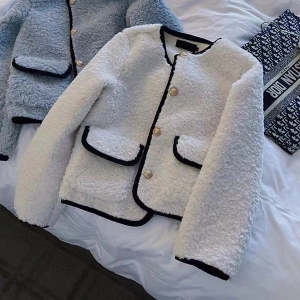 女装加绒加厚颗粒绒外套棉袄大码上衣冬装新款保暖开衫外套