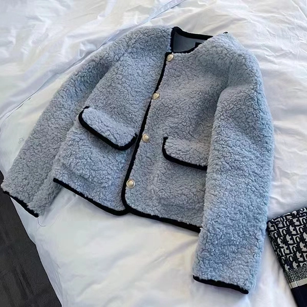 女装加绒加厚颗粒绒外套棉袄大码上衣冬装新款保暖开衫外套