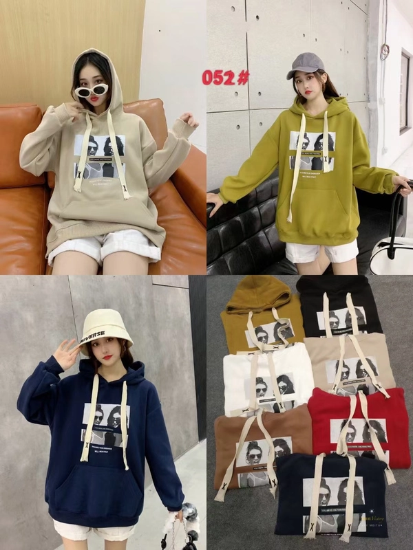 复合牛奶丝卫衣厚面料秋冬季连帽宽松大版慵懒风ins中长款上衣 女春秋薄款圆领春装女新款大码女款上衣