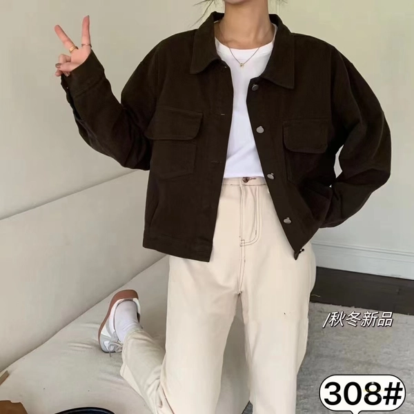 斜纹洗水棉面料外套秋冬复古港味工装休闲百搭上衣