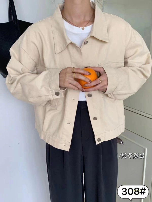 斜纹洗水棉面料外套秋冬复古港味工装休闲百搭上衣