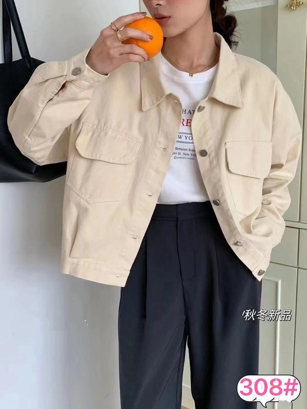 斜纹洗水棉面料外套秋冬复古港味工装休闲百搭上衣