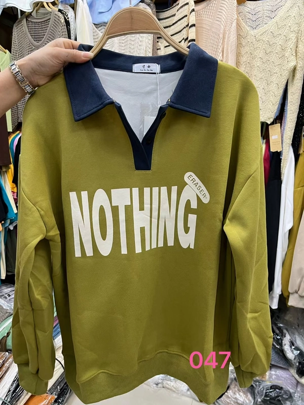 加绒加厚华棉复合牛奶丝面料卫衣厚面料秋冬季POLO领时尚撞色字母印花大版中长款百搭卫衣外套