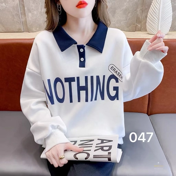 加绒加厚华棉复合牛奶丝面料卫衣厚面料秋冬季POLO领时尚撞色字母印花大版中长款百搭卫衣外套