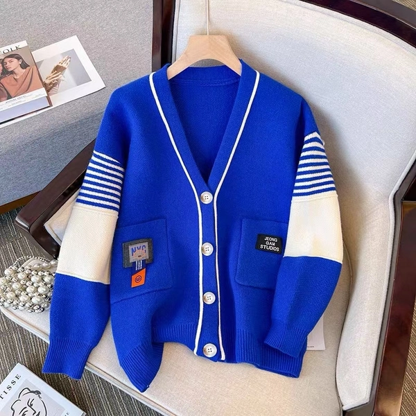 绵羊绒秋冬季V领开衫毛衣小众韩版宽松百搭打底新款毛衣外套