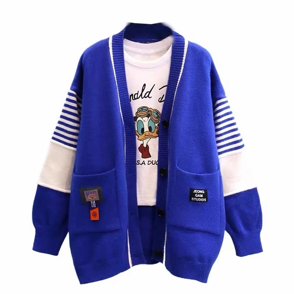 绵羊绒秋冬季V领开衫毛衣小众韩版宽松百搭打底新款毛衣外套