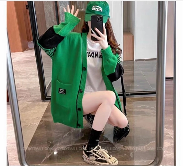 绵羊绒秋冬季V领开衫毛衣小众韩版宽松百搭打底新款毛衣外套