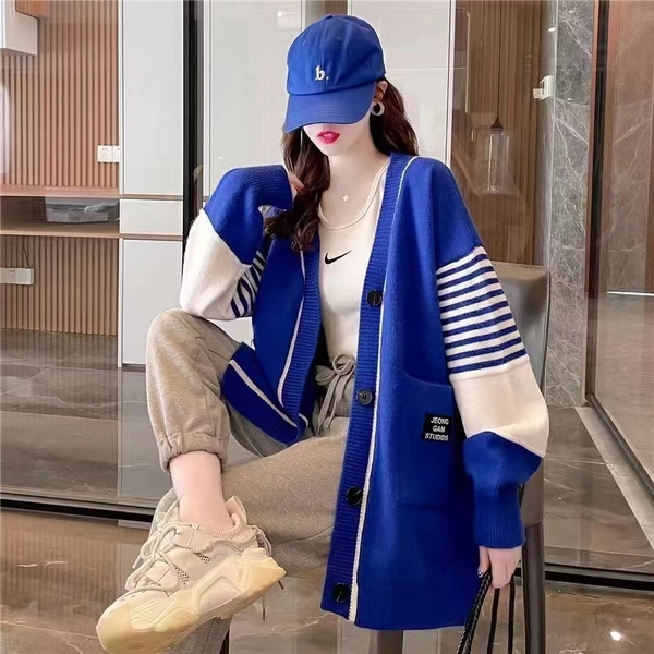 绵羊绒秋冬季V领开衫毛衣小众韩版宽松百搭打底新款毛衣外套