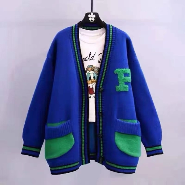 棉羊绒秋冬季开衫毛衣宽松针织长袖打底时尚简约上衣外套