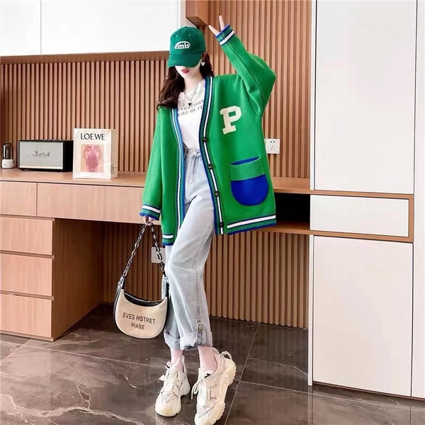 棉羊绒秋冬季开衫毛衣宽松针织长袖打底时尚简约上衣外套