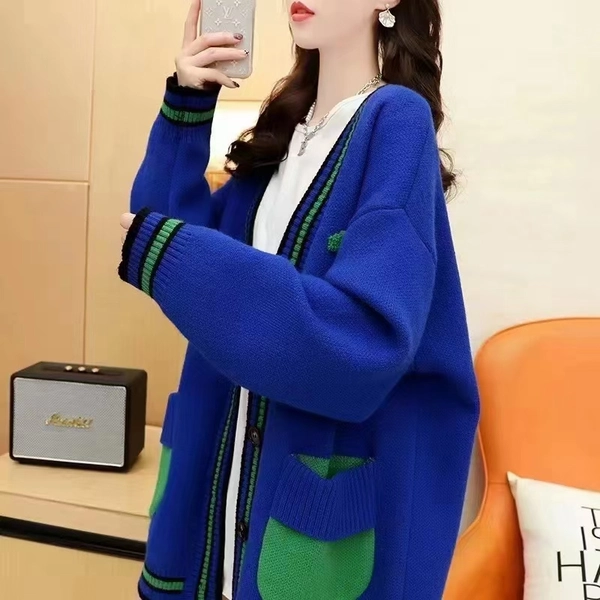 棉羊绒秋冬季开衫毛衣宽松针织长袖打底时尚简约上衣外套