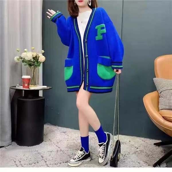 棉羊绒秋冬季开衫毛衣宽松针织长袖打底时尚简约上衣外套