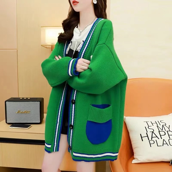 棉羊绒秋冬季开衫毛衣宽松针织长袖打底时尚简约上衣外套