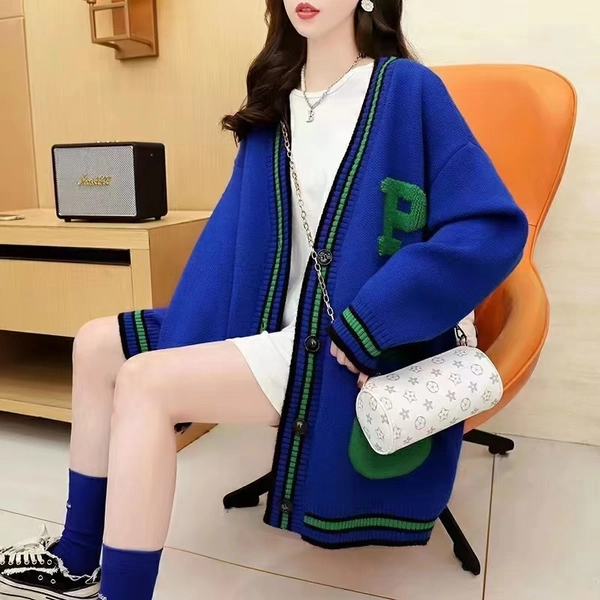 棉羊绒秋冬季开衫毛衣宽松针织长袖打底时尚简约上衣外套